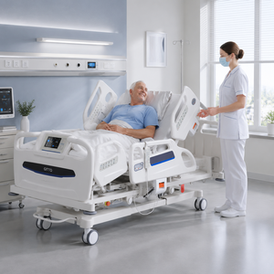 VU 5 Function Electric ICU Hospital Bed Multi-Function Adjustable Medical Patient Nursing Bed With CPR ABS Rails And Smart Panel