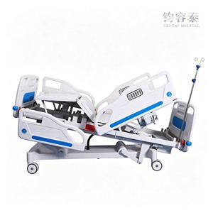 Electric 5 Function Hospital Medical Nursing Bed Backrest Knee Height Trendelenburg Reverse Trendelenburg Over-Bed Table