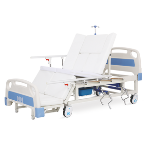Manual Nursing Bed With Side Turning And Commode Home Care Hospital Patient Bed Adjustable Back Leg Lifting For Elderly